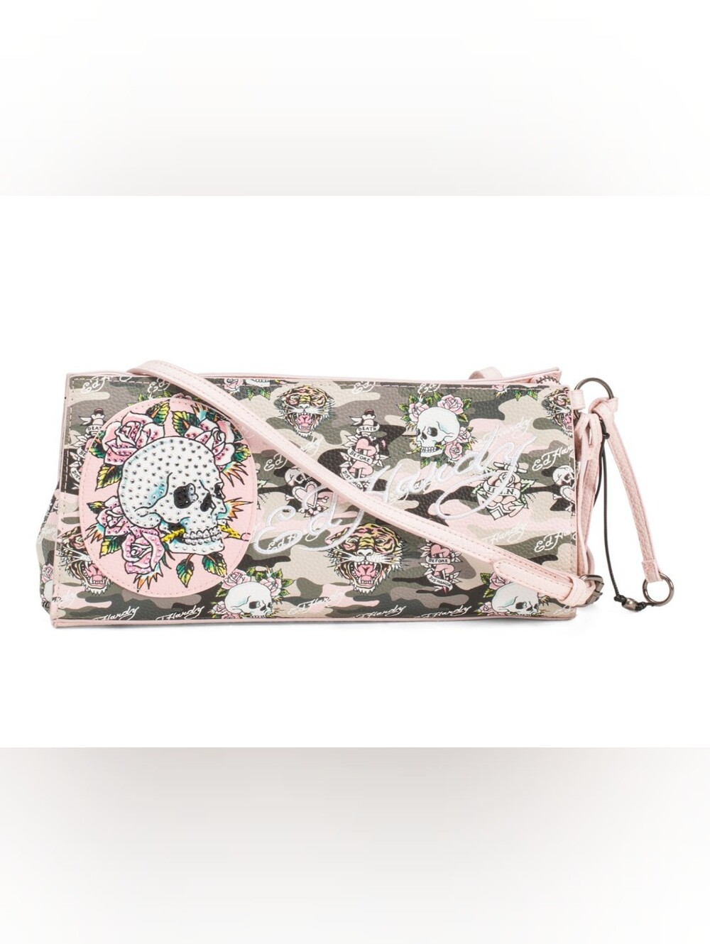 Ed Hardy Abby East West Pink Camo Crossbody Bag NWT